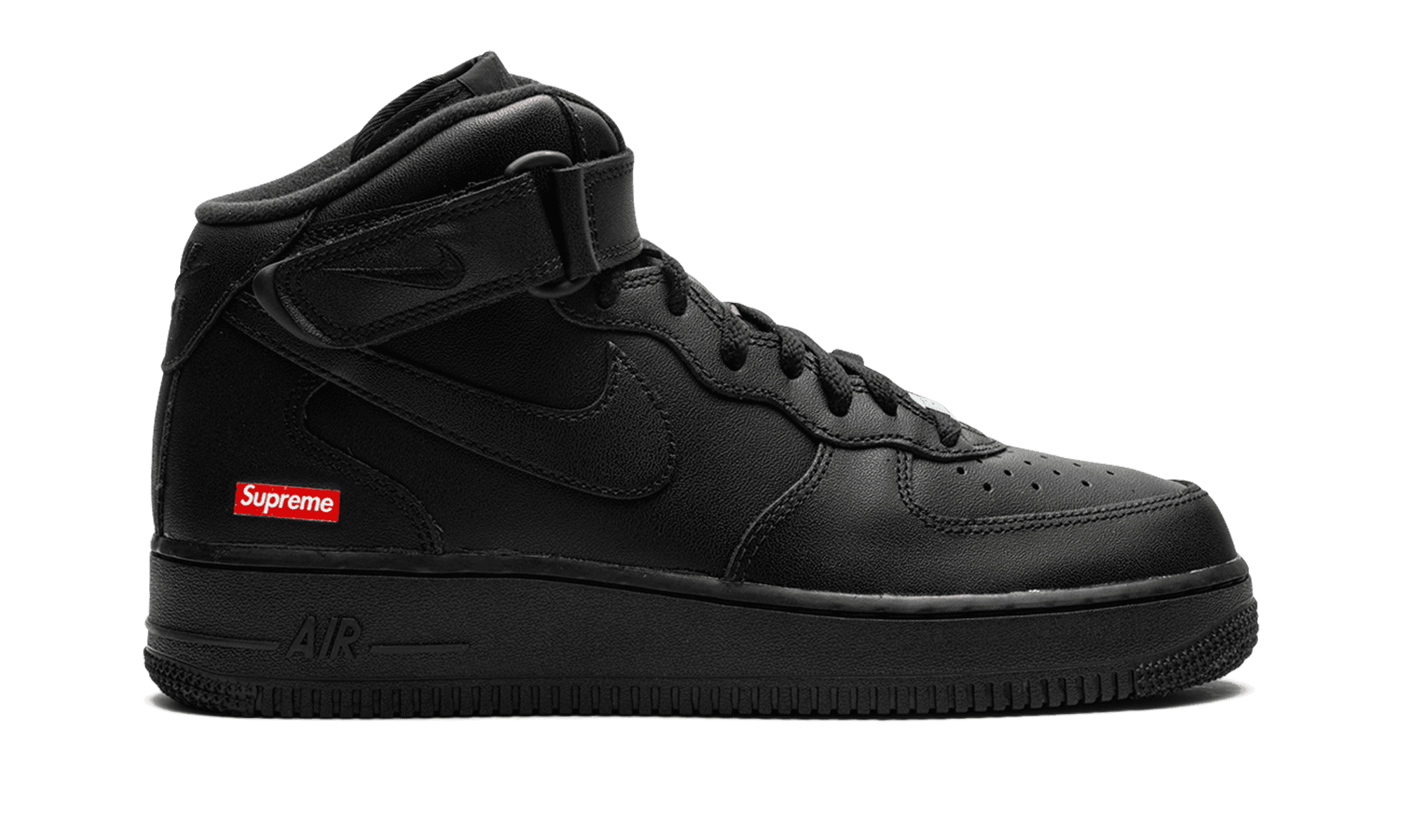 NIKE MENS Air Force 1 Mid "Supreme - Mini Box Logo Black" FZ8784 001 from Stadium Goods