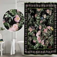 thumbnail image 5 of Black Spring Floral Shower Curtain, Waterproof Shower Curtains for Bathroom, Elegant Pastoral Flowers Birds Watercolor Washable Fabric Bathtub Curtain Set Bath Decor with 12 Hooks Long 72"x84", 5 of 8
