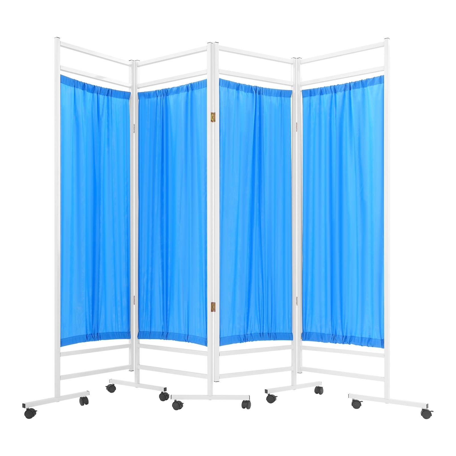 4-Panel Medical Room Divider, Medical Privacy Screen, Portable and Foldable Medical Room Divider Blue