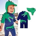 thumbnail image 4 of Styles I Love Baby Toddler Boys Crocodile One-Piece Short Sleeve Zipper Rash Guard with Sun Hat 2pcs Swimsuit Beach Bathing Suit (120/3-4 Years), 4 of 6