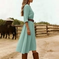 thumbnail image 7 of Dresses for Women Plus Size Women's Spring And Summer Round-Neck Solid-Color Casual Long-Sleeved Long Dress Mint Green Xl, 7 of 7
