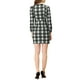 thumbnail image 3 of Vestido mini de cuadros negro con escote cuadrado, mangas largas abullonadas y cintura alta A-Line para mujeres Inspire Chic, 3 of 5
