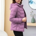 thumbnail image 5 of Miluxas Women's Lightweight Puffer Jacket Hooded Winter Solid Color Casual Long Sleeve Cotton Padded Coat Purple XXXXL(XXXXL), 5 of 9