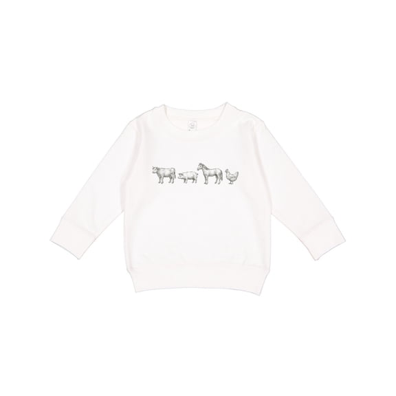 Inktastic Farm Animal Illustration Art Cow Pig Horse Chicken Toddler Sweatshirt