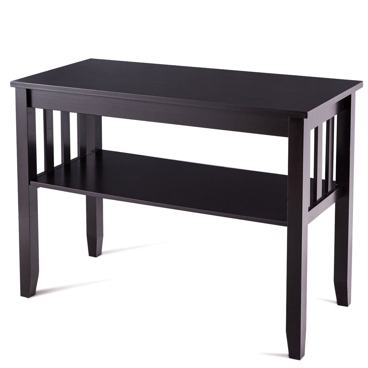 Wooden Rectangular Side Storage Table with 3 Storage Baskets Walmart