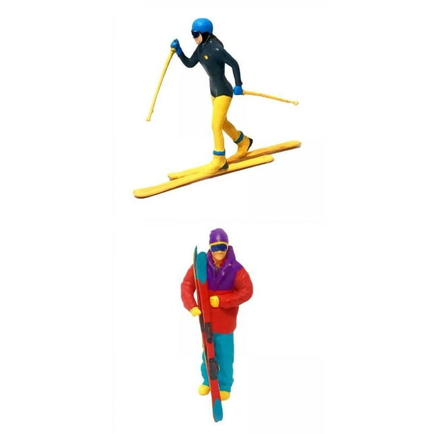 2x 1/64 Miniature Modèle Ski Figures Scène de rue - Projets DIY