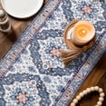 thumbnail image 4 of Blue Boho Table Runner 120 Inches Long, Ethnic Geometric Middle Century Art Cotton Linen Table Runners Dresser Scarves, Decorative Fabric Tabletop Scarf Furniture Cover for Home Dinner Party 13"x120", 4 of 9