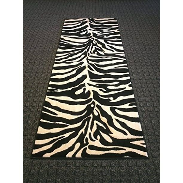 Animal Skin Runner Rug Zebra Black Area Rug Sculpture245 (31in.X7ft