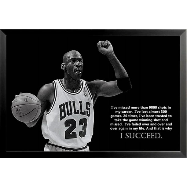Buyartforless FRAMED Michael Jordan Why I Succeed 36x24 Motivational