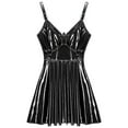 thumbnail image 5 of YONGHS Women's Faux Leather A-Line Dress Steampunk Ruffle Mini PU Dresses Rave Party Clubwear Black 3XL, 5 of 7