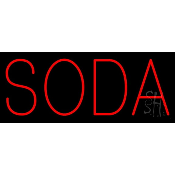 Soda LED Neon Sign 10 x 24 - inches, Black Square Cut Acrylic Backing, with Dimmer - Bright and Premium built indoor LED Neon Sign for Defence Force.