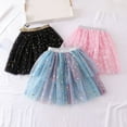 thumbnail image 3 of XIMIN Toddlers Girls Layered Rainbow Sparkle Tulle Tutu Skirt Princess Sequin Skirt with Sequins Stars Moon Sun Dance Dress Ruffle Tiered Clubwear (4-5 Years, Light Blue), 3 of 3