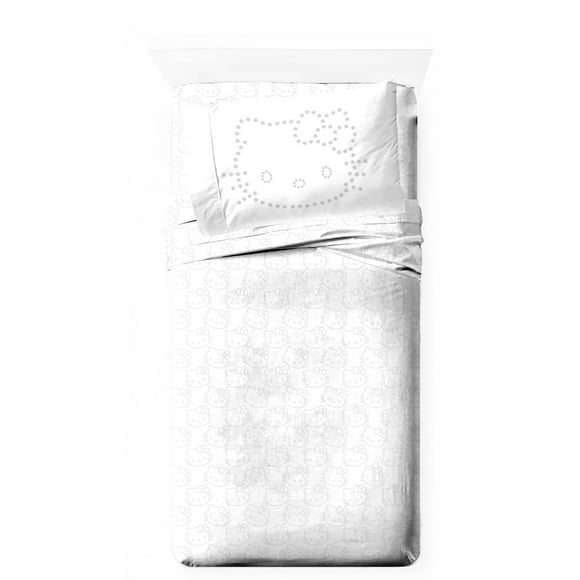 Jay Franco Hello Kitty Zodiaque et Étoiles Ensemble de Draps Taille Simple - Ensemble de Literie Super Doux 3 Pcs - Draps en Microfibre Incluant des Taies d'Oreiller Réversibles