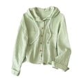 thumbnail image 5 of MaFYtyTPR Women Striped Hoodies Fashion Button Long Sleeve Casual Blouse Sun Protection Hooded Top for Women A-Green XL, 5 of 6
