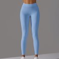 thumbnail image 3 of Efsteb Workout Leggings for Women High Waist Tight Running Yoga Pants Solid Color Stretch Gym Sports Fitness Leggings Pants Blue L, 3 of 8