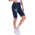 thumbnail image 4 of INSPIRE CHIC Capri Denim Pants for Women's Cuffed High Waist Ripped Distressed Jeans S Dark Blue, 4 of 6