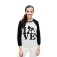 thumbnail image 2 of LOVE Pit Bull Dog Unisex 3/4 Sleeves Baseball Raglan T-Shirt Tee White Black Large, 2 of 4
