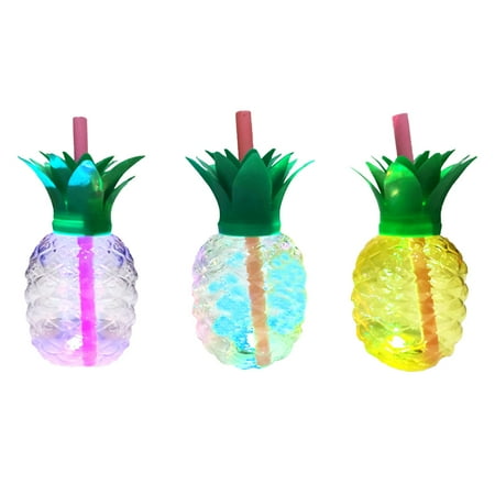 

3Pcs 500ml Pineapple Shaped Drinking Cups Party Cups with Straw and Light
