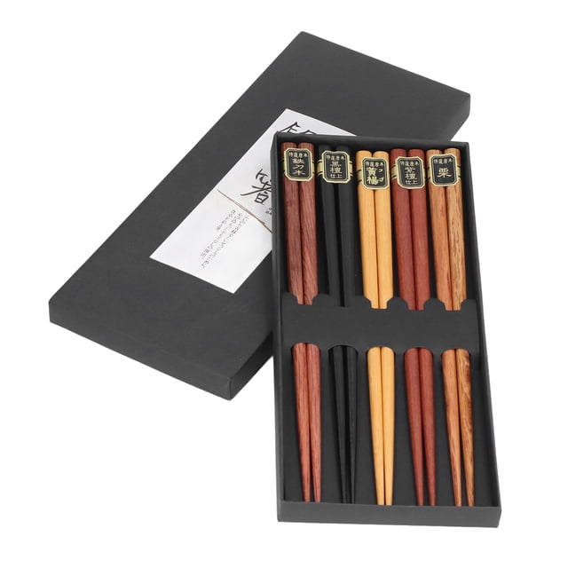 Chopsticks Set 5 Couleurs Différentes Bois Naturel Antidérapant Design Sentir Baguettes Confortables Réutilisablesquatre Baguettes d'Angle
