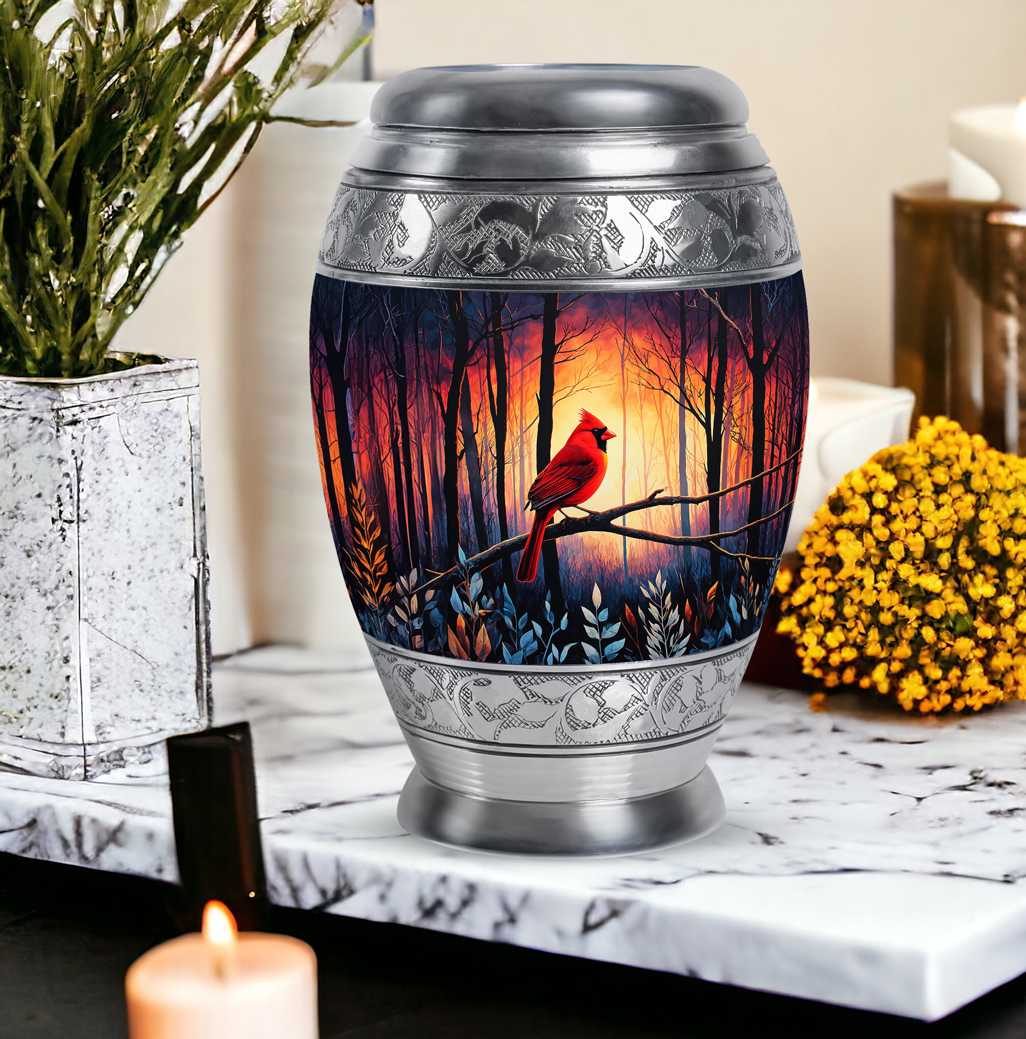 SABURIAL Cardinal Urn - Mini Cremation Urns For Human Ashes Adult Man - Decorative Small Keepsake Funeral Urns For Men & Women - Combo Of 10 Inch 3 Inch