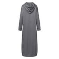 thumbnail image 4 of Maxi Long Hoodie Dress for Women Spring Fall Winter Loose Muslin Hooded Sweatshirt Dress Pullover Top, 4 of 4