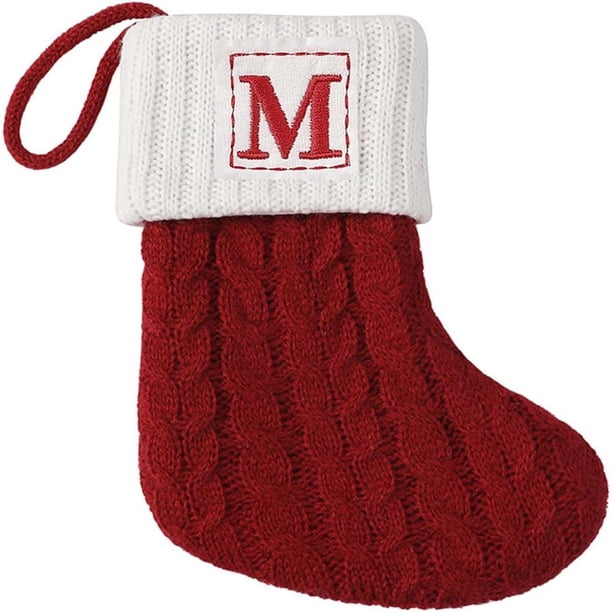 Medias Navideñas Personalizadas con Letras Del Alfabeto, de Punto Rojo Suave de 18 Cm y Letras Blancas | Decoración Navideña Personalizada para La Familia, Chimenea, Escalera, Fiesta, Regalo