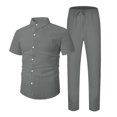 thumbnail image 4 of PMVFHDE Men's Linen Matching Set Relaxed Long Sleeve Shirt and Comfortable Pants Casual Summer Outfit, 4 of 4