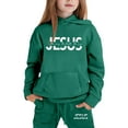 thumbnail image 4 of Kids Sweatsuit Set for Girls 2 Piece Long Sleeve Green Tracksuit Pullover Hoodie Sweatpants Set Warm Fall Winter Clothes 8-9 Years Girls Outfits, 4 of 5