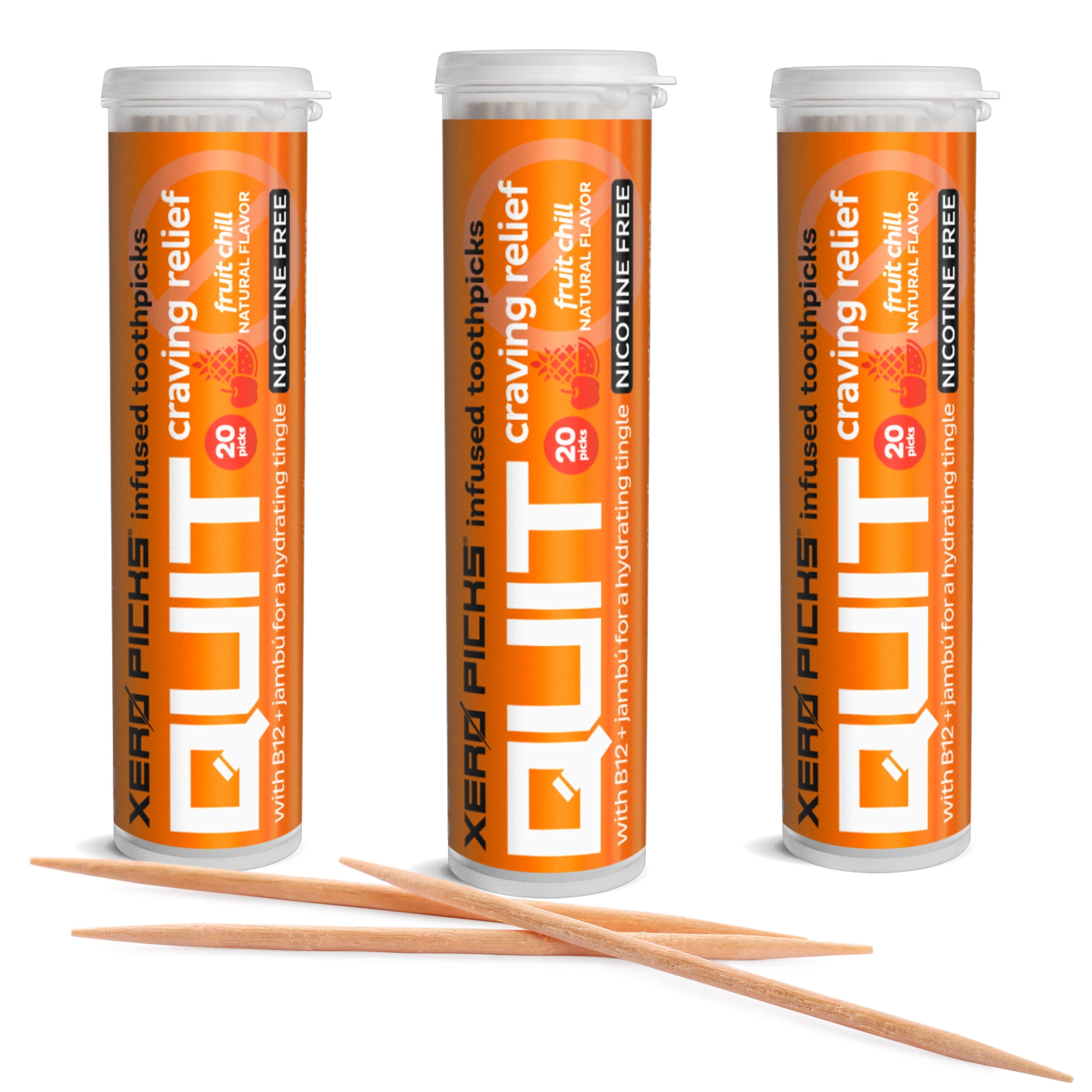 Xero Picks Quit Fruit Chill Nicotine Free Craving Relief Infused Flavored Toothpicks 60