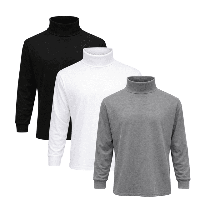 BELIME Combo 3 Playeras para Hombre Manga Larga Cuello Ruso Tortuga • Ligera • Casual y Básica | Cómoda y Suave