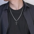 thumbnail image 2 of 925 Sterling Silver Cross Necklace Beveled Edge for Men Women 5mm Stainless Steel Diamond Cut Durable Cuban Link Curb Chain Crucifix Pendant Necklace Jewelry 16-30 Inches, 2 of 5
