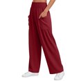 thumbnail image 4 of Womens Baggy Wide Leg Palazzo Pants Summer Casual Boho Smocked High Waist Lounge Trousers Beach Travel Vacation Pants S, 4 of 5