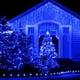 thumbnail image 3 of Guirnalda de luces LED extensible de 4 m, 96 LED, resistente al agua, para exteriores, ideal como cortina de luces para decoración navideña, jardín, patio, fiesta, color azul., 3 of 8