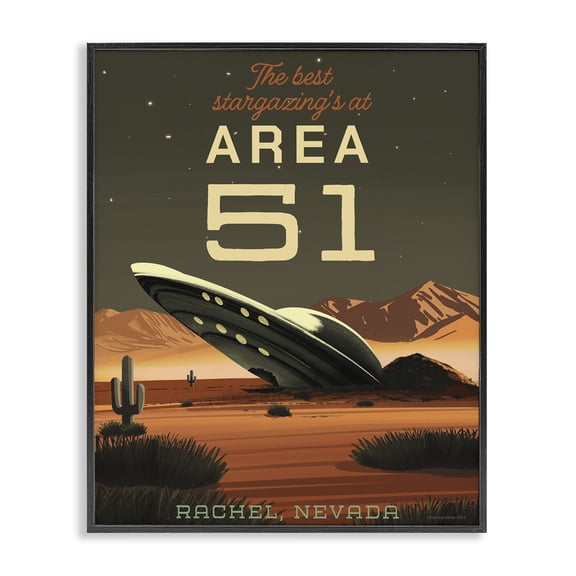 Stupell Industries Bohemian Stargazing Area 51 Black Framed Giclee Art, 11 x 14, by Omar Escalante