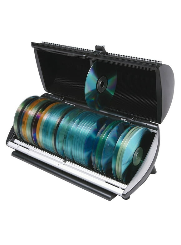 Discgear CD DVD Storage Organizer - Hard Case CD Holder with Indexed Selector Holds 100 CDs, DVDs, or Blu-ray Discs - Small Storage Box