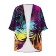 thumbnail image 4 of Nrmvnmi Women Open Front Lightweight Cardigan Summer Puff Sleeve Cardigans Fashion Floral Printed Kimono Cardigan Casual Loose Fit Cover Up Blouse Tops, 4 of 5