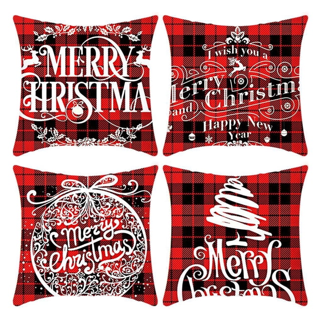 Pulgadas Decoración Del Hogar De Navidad Funda De Almohada De Felpa Al Aire Libre Funda De Cojín Decoración De Navidad 4 Uds. 45Cm/17,69 Speravity HA014822-00