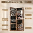 thumbnail image 3 of CZMJY Jewelry Cabinet Wall or Door Mounted, Hanging Lockable Jewelry Armoire Storage with Full Length Mirror, Interior Makeup Mirror, Over the Door Jewelry Organizer Box with Mirror, Rustic Brown, 3 of 10