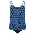 thumbnail image 5 of Xdegoge Women's Tankini Swim Top with Blue Polka Dot Pattern, Ruffle Hem, Adjustable Straps, High Neck, Pair with Bottom for Modest Beachwear & Summer Outings, 5 of 5
