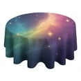thumbnail image 4 of Colorful Tie Dye Nebula Pattern Round Tablecloth 60"x60",Wrinkle Wipeable Table Cloth for Kitchen Dining Room Picnic Patio Party, 4 of 6