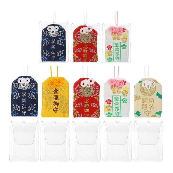 Niceauty 8PCS Japanese Omamori Amulet Bags Plastic Assorted Color for Wedding Decor