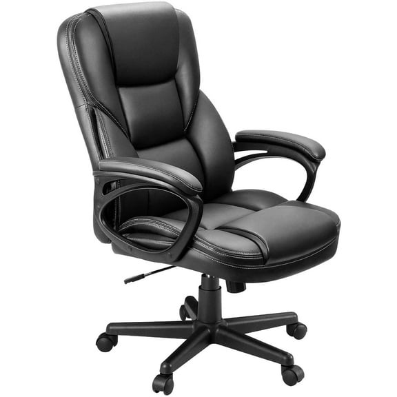 Vineego High Back PU Leather Executive Office Desk Chair Adjustable Business Manager’s Chair Ergonomic swivel Computer Chair with Lumbar Support and Armrest, Black