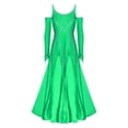 thumbnail image 3 of RUNQHUI Robe de Danse de Salon pour Femmes avec Strass, Professionnelle, Moderne, pour Valse, Tango, Compétition, Verte, TG, 3 of 7