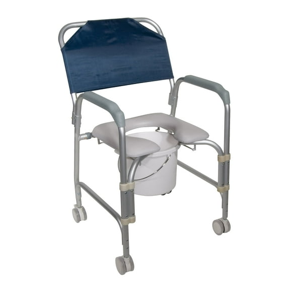 drive Commode / Shower Chair Fixed Arms Aluminum Removable Backrest up to 300 lbs