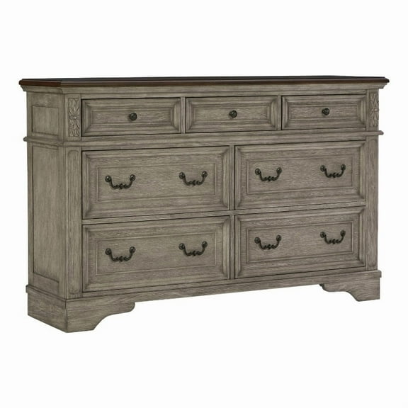 Ashley Furniture Lodenbay 7-Drawer Wood Dresser in Gray & Dark Brown
