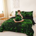thumbnail image 4 of Manfei Racing Car 7 Pieces Full Size Bedding Sets,Modern Geometric Hexagonal Print Full Size Bed in a Bag,Green,Black Reversible, 4 of 7