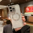 thumbnail image 6 of for iPhone 12 Pro Max Case Magnetic Clear with Camera Lens Protector Full Protection MagSafe Electroplated Silicone Dust-Proof Net Shockproof Protective Case Cover 6.7 Inch - Silver, 6 of 12
