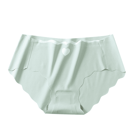 Fulorrnie Women s Mid Rise Seamless Panties Heart Print Cotton Gusset Breathable Underwear for Summer  No Visible Panty Line  Mint Green  L
