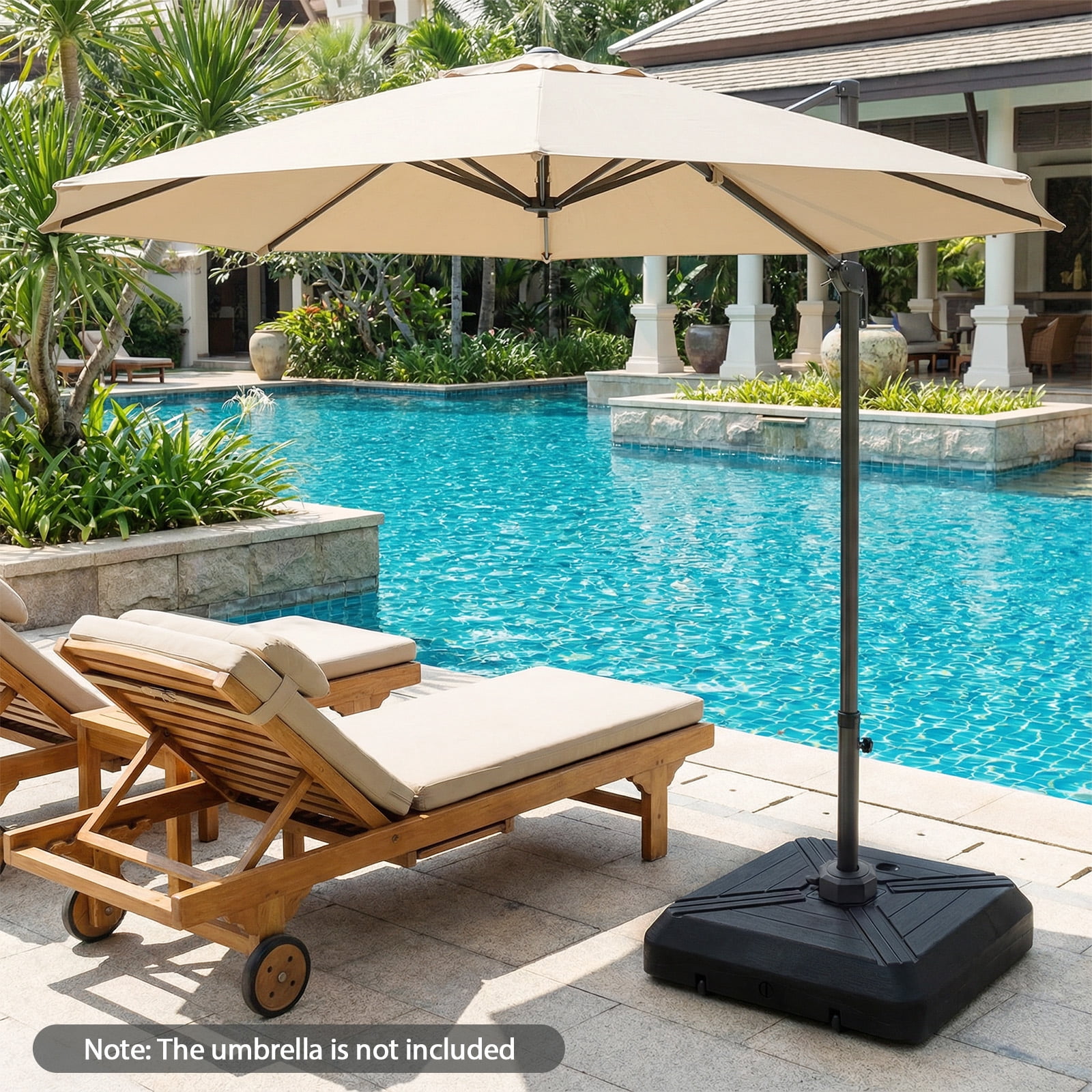 Costway Cantilever Offset Umbrella Base with Wheels, Metal Crossbar for Backyard & Poolside