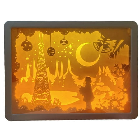 

Lomubue Bedside Lamp Rechargeable Romantic Multi-layered Paper Engraving Multi-purpose Atmosphere Decorate Warm 3D Mirror Paper Carving Night Light Room Decoration